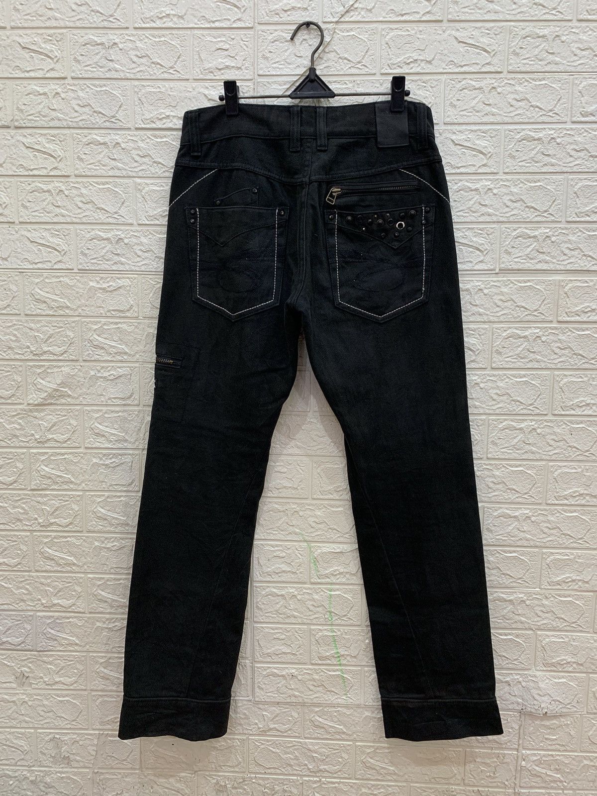 Beauty Beast Red pepper studded spiral line denim japanese jeans Size US 31 - 2 Thumbnail