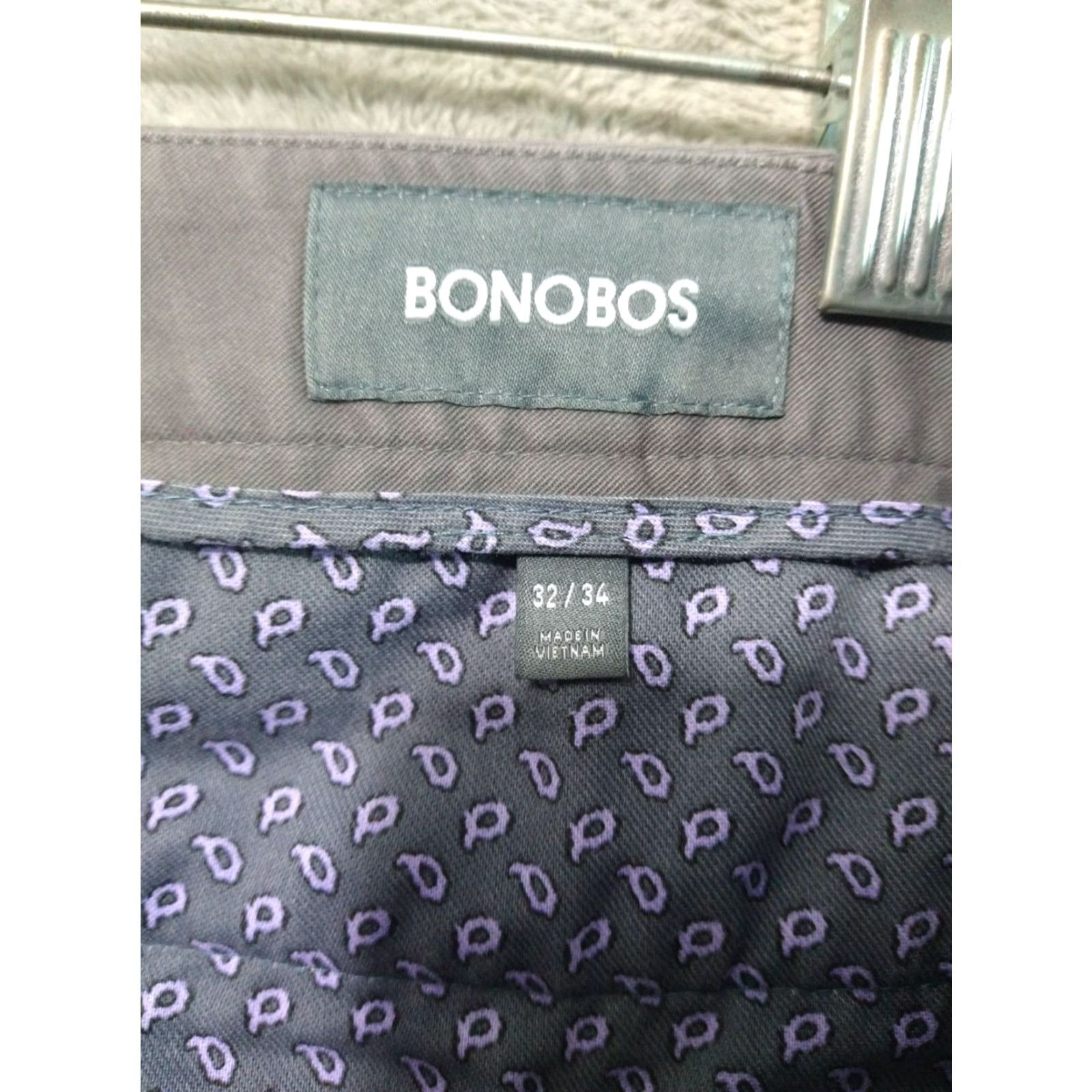 Bonobos Bonobos Slim Chino Pants Mens 32x34 Gray Washed Cotton Spandex Mid Rise Straight Flat Front 34 In Inseam Stretch Size US 32 / EU 48 - 7 Thumbnail