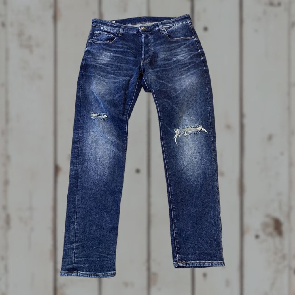 Vintage G-Star RAW 3301 Slim Jeans Mens 32x28.5 Blue Distressed Ripped Button Fly Denim Size US 32 / EU 48 - 1 Thumbnail