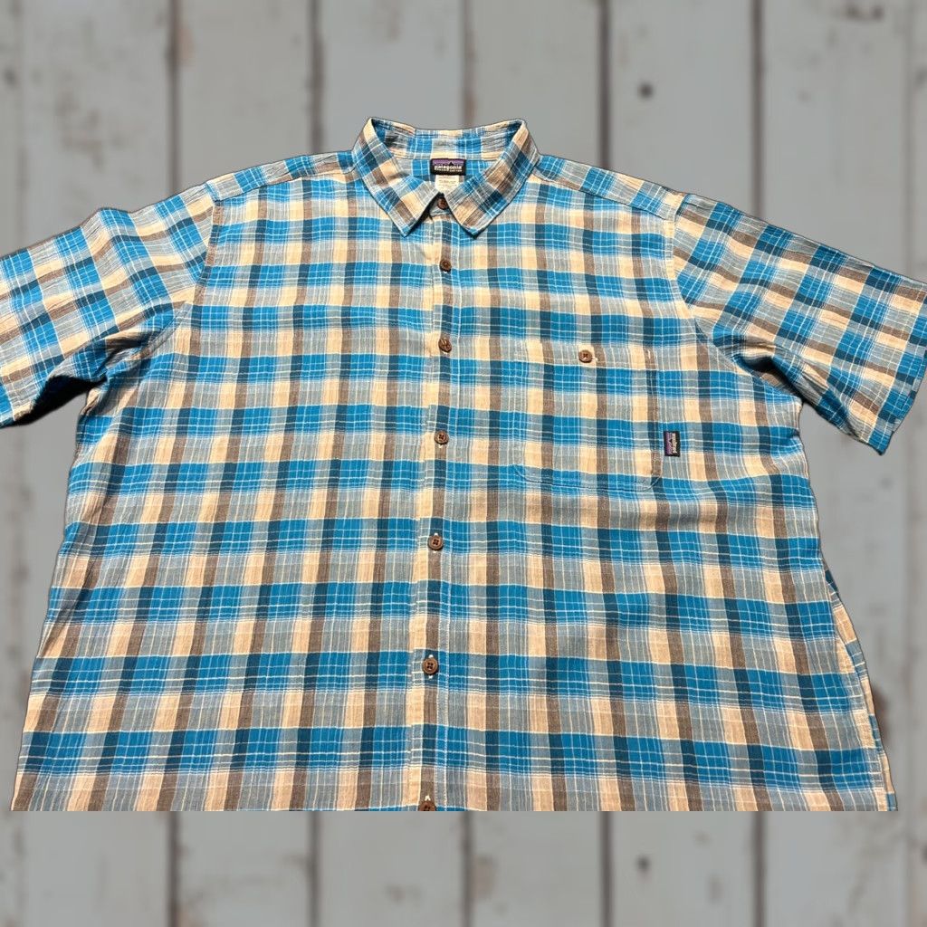 Patagonia Patagonia Organic Cotton Blue Plaid Shirt Men's XL Short Sleeve Outdoors Regular Button-Up Outdoor Size US XL / EU 56 / 4 - 1 Thumbnail