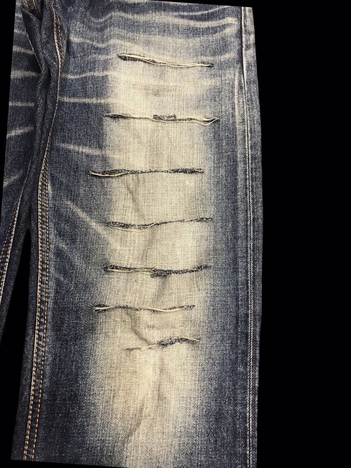 Edwin × Vintage EDWIN Super Distressed Mud Wash Regular Jeans F26 Size US 30 / EU 46 - 4 Thumbnail