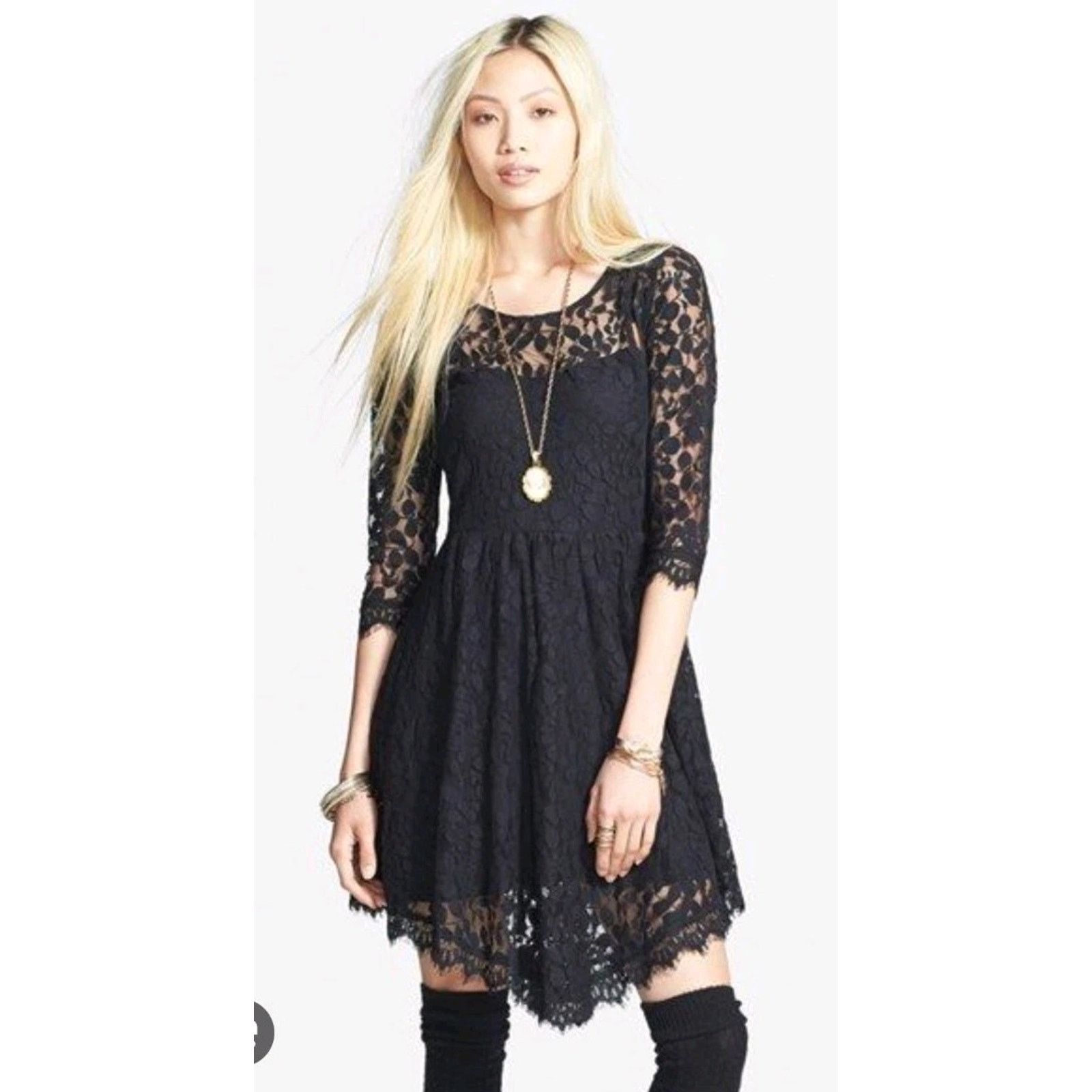 black lace free people dress Free people Juliet lace black dress – AGN x 13 main image 1