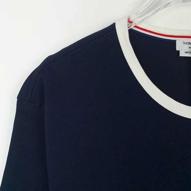 Thom Browne Thom Browne Dark blue round-neck cotton short-sleeved T-shi Size US S / EU 44-46 / 1 - 3 Thumbnail