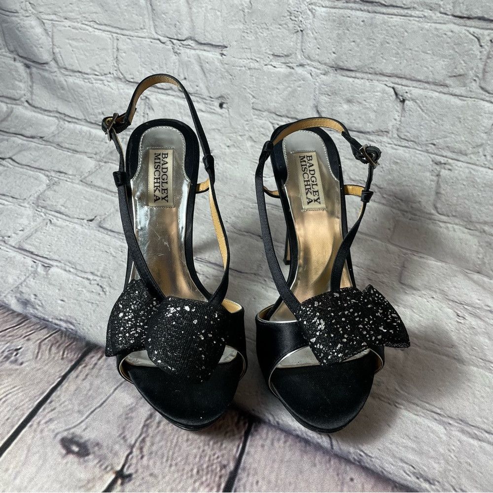 Badgley Mischka Badgley Mischka Xavier Slingback High Heel Black Silver San Size US 8 / IT 38 - 2 Thumbnail