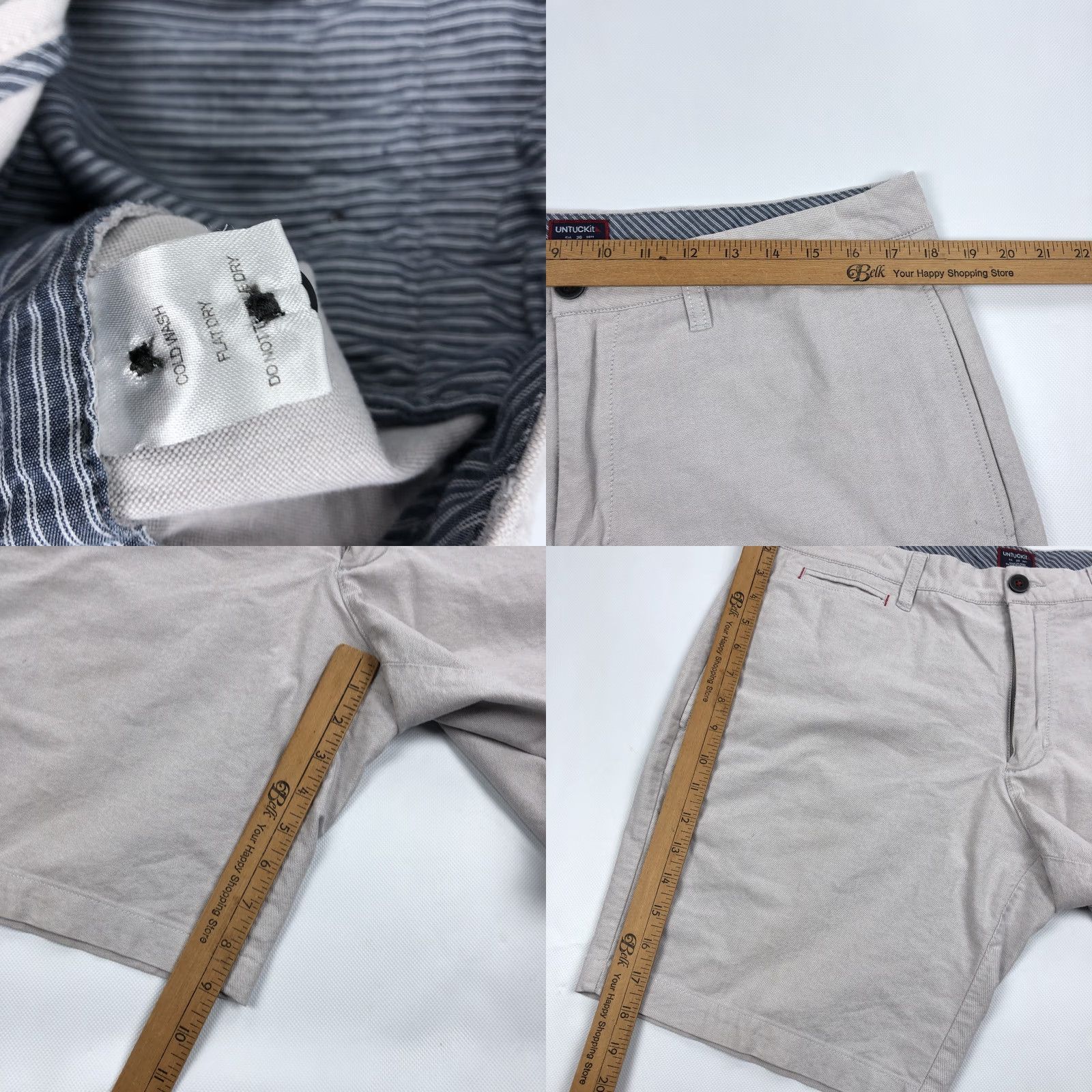 UNTUCKit UNTUCKIT Men 36 Beige Cotton Blend Flat Front Chino Shorts 9 Inseam Size US 36 / EU 52 - 8 Thumbnail