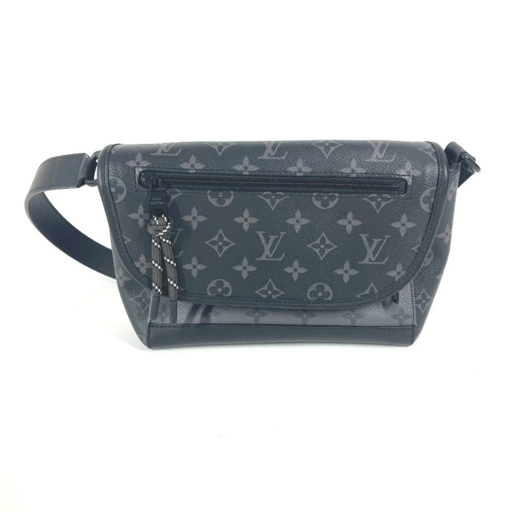 Louis Vuitton M12681 Monogram Eclipse Pulse Messenger Bag Crossbody Flap Shoulder Canvas Men's Women's Black