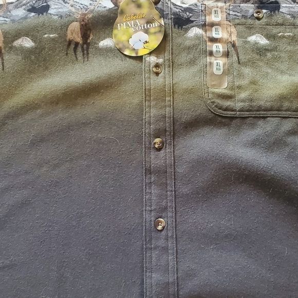 Other Cabela's Y2K Pima Cotton Flannel Grey Elk Printed Chamois LS Size US XL / EU 56 / 4 - 8 Thumbnail