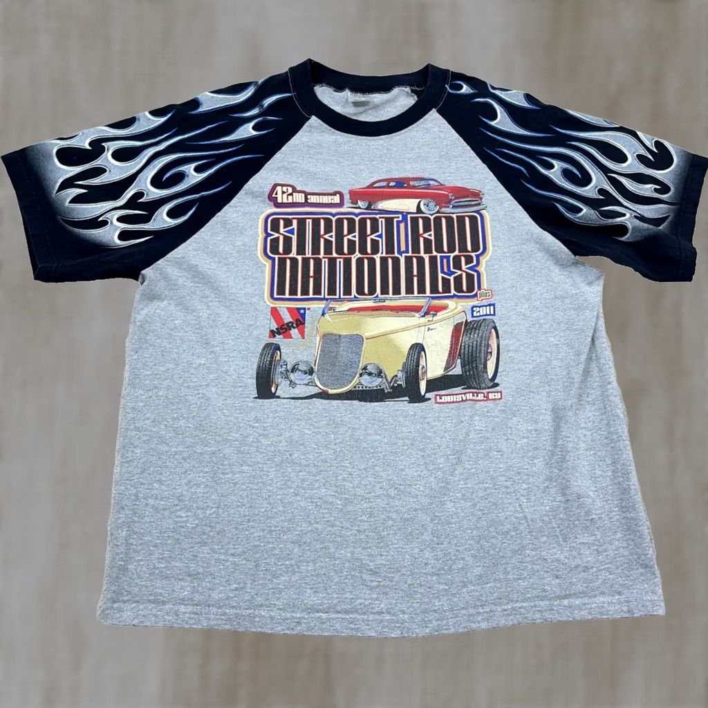 Vintage VINTAGE Hot Rod Shirt Men Large Gray Black Fire Flames 90s Made In USA Car Size US L / EU 52-54 / 3 - 1 Thumbnail