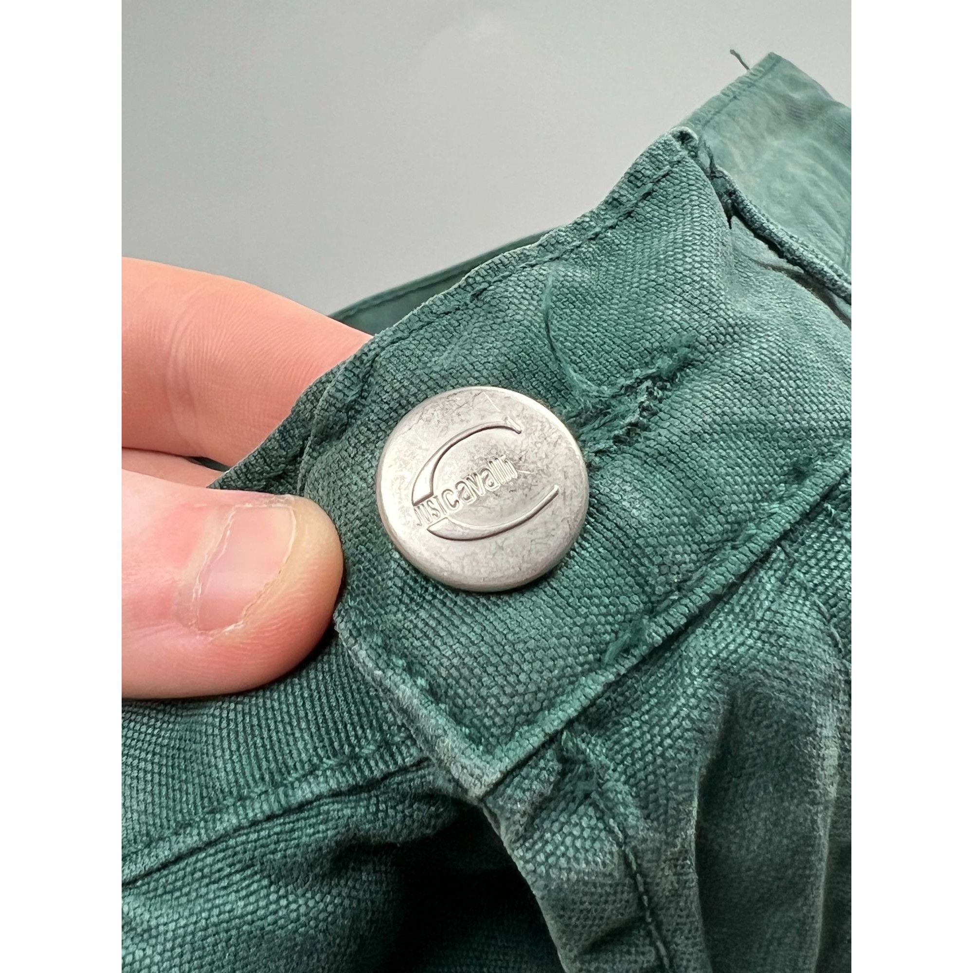 Just Cavalli NWT Just Cavalli Green Textured Denim Jeans Pants (Y0811) Size US 34 / EU 50 - 6 Thumbnail