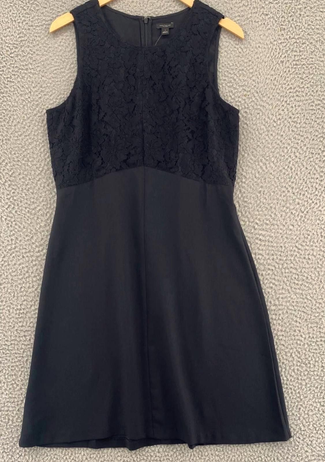 Ann Taylor Elegant Taylor Dress - Size 14 - Black Lace & Leather Size XL / US 12-14 / IT 48-50 - 4 Thumbnail