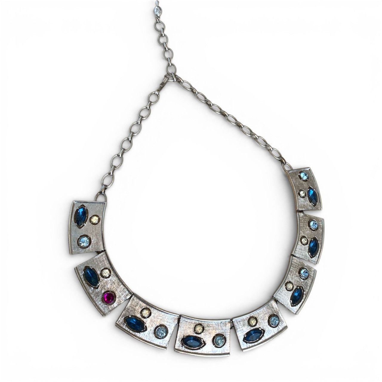 Vintage VTG Silver and Blue Gemstone Necklace Size ONE SIZE - 1 Preview