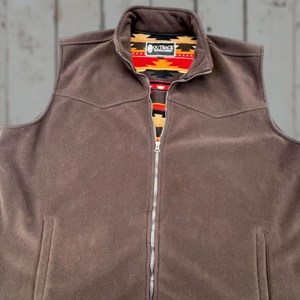Vintage Outback Trading Company Vest Mens 2XL Brown Fleece Oregon Aztec Lined Western Size US XXL / EU 58 / 5 - 1 Thumbnail