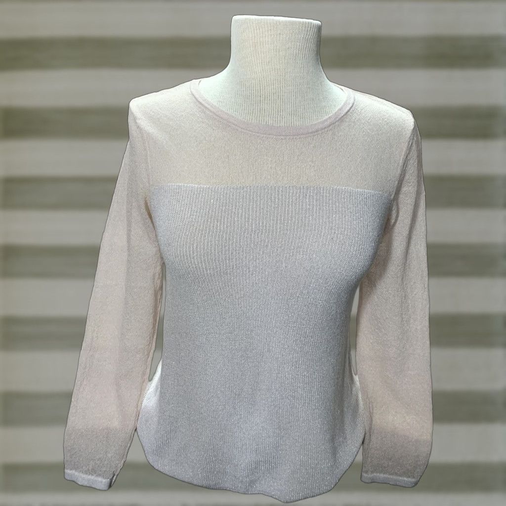 Vintage Jennefer Lopes Jennifer Lopez Womens Pullover Top Shirt Medium Salmon Shear Long Sparkly Knit Glitter Size M / US 6-8 / IT 42-44 - 1 Thumbnail