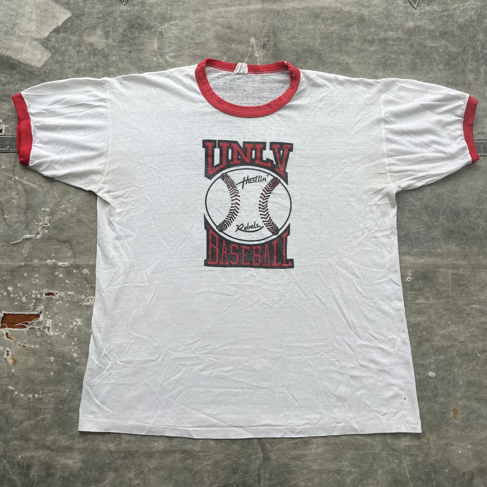 Russell Athletic × Vintage Vintage 70s UNLV Hustlin Rebels Baseball Ringer Sports Shirt Size US L / EU 52-54 / 3 - 1 Thumbnail