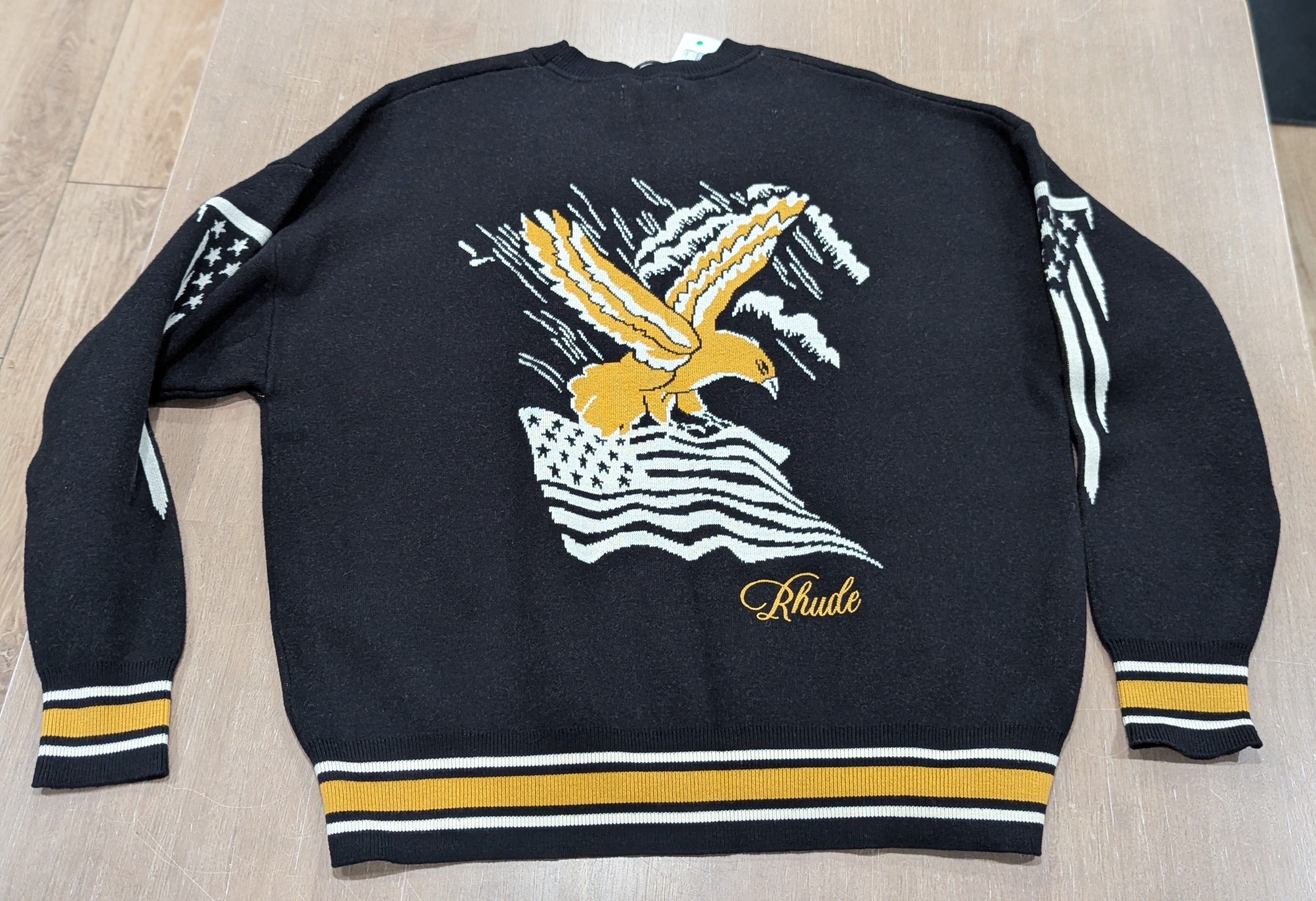 Rhude RHUDE Eagle Souvenir Wool/Cashmere Sweater Black Medium Size US M / EU 48-50 / 2 - 3 Thumbnail