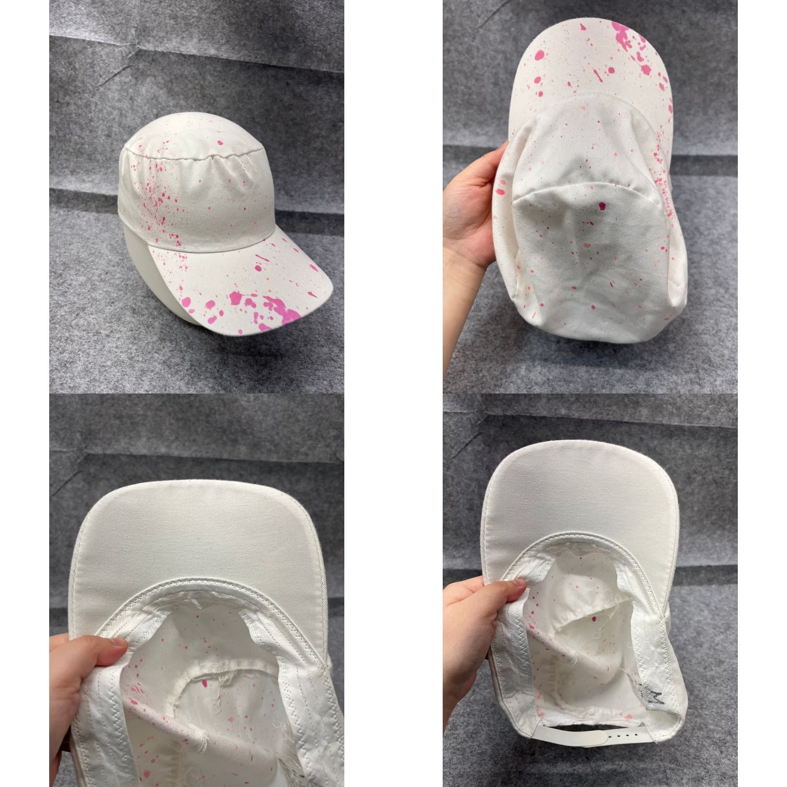 Pinko Paint Splatter Hat Cap Snap Back Adult One Size White Pink 100% Cotton Size ONE SIZE - 8 Thumbnail