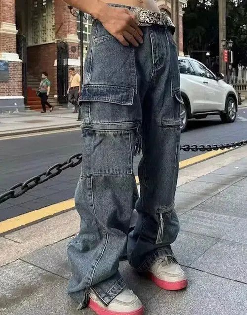Japanese Brand Y2k Baggy Cargo Pants Denim Baggy Jeans Trousers Size US 30 / EU 46 - 7 Thumbnail