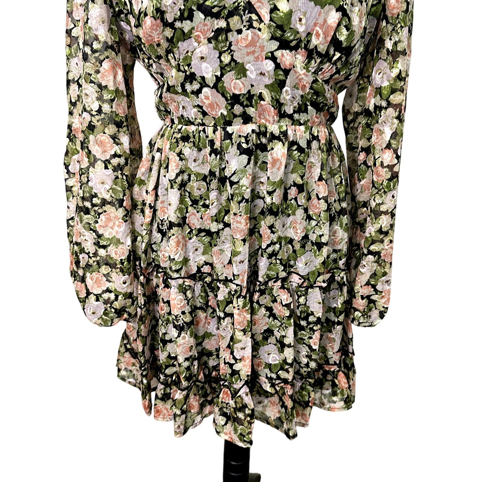 Other All In Favor Mini Dress Long Sleeves Floral Multi Women's L Size L / US 10 / IT 46 - 4 Thumbnail