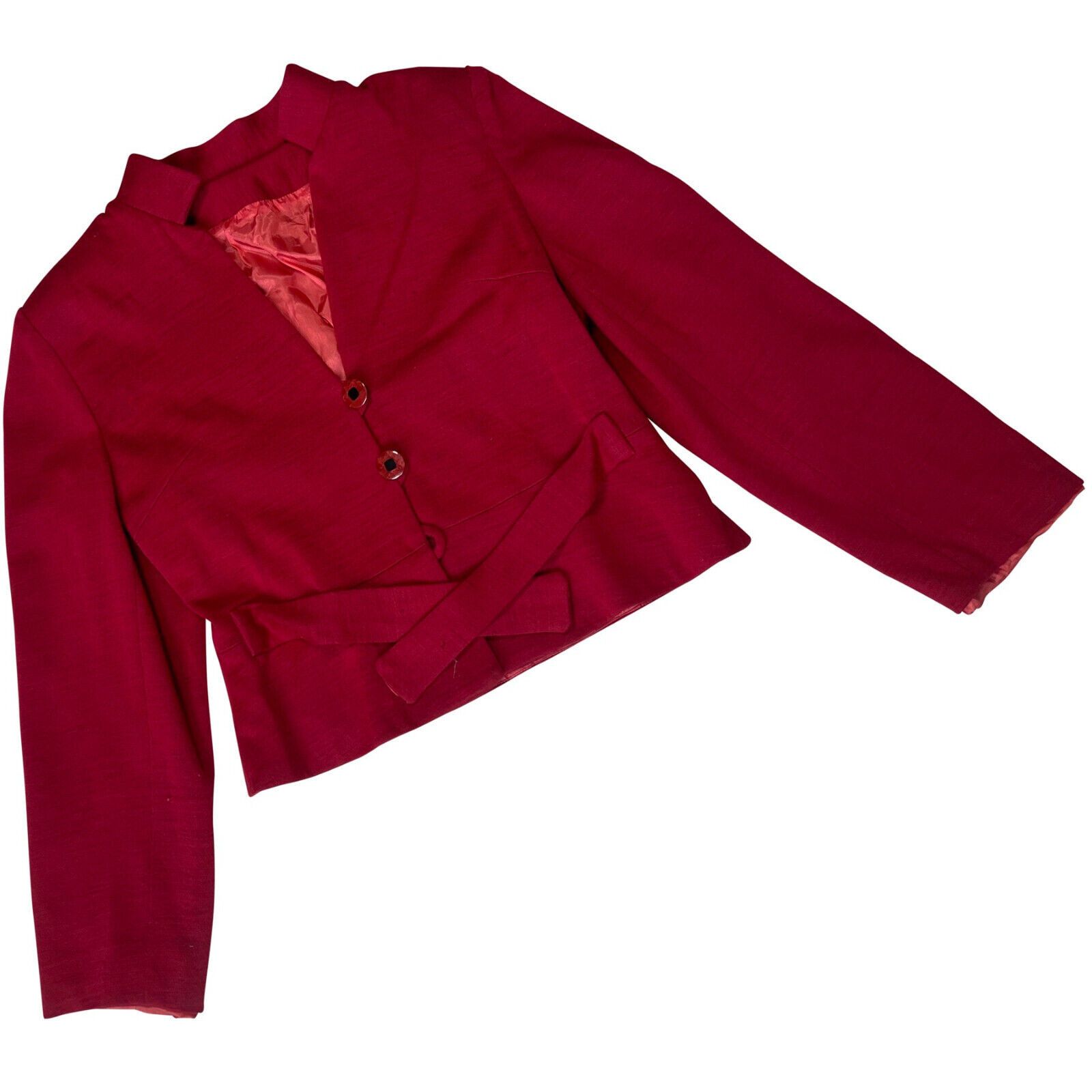 image of Vintage Sundazed (Poland) Wool Interlock Knit Mao Collar Blazer Red, Women's (Size Small)