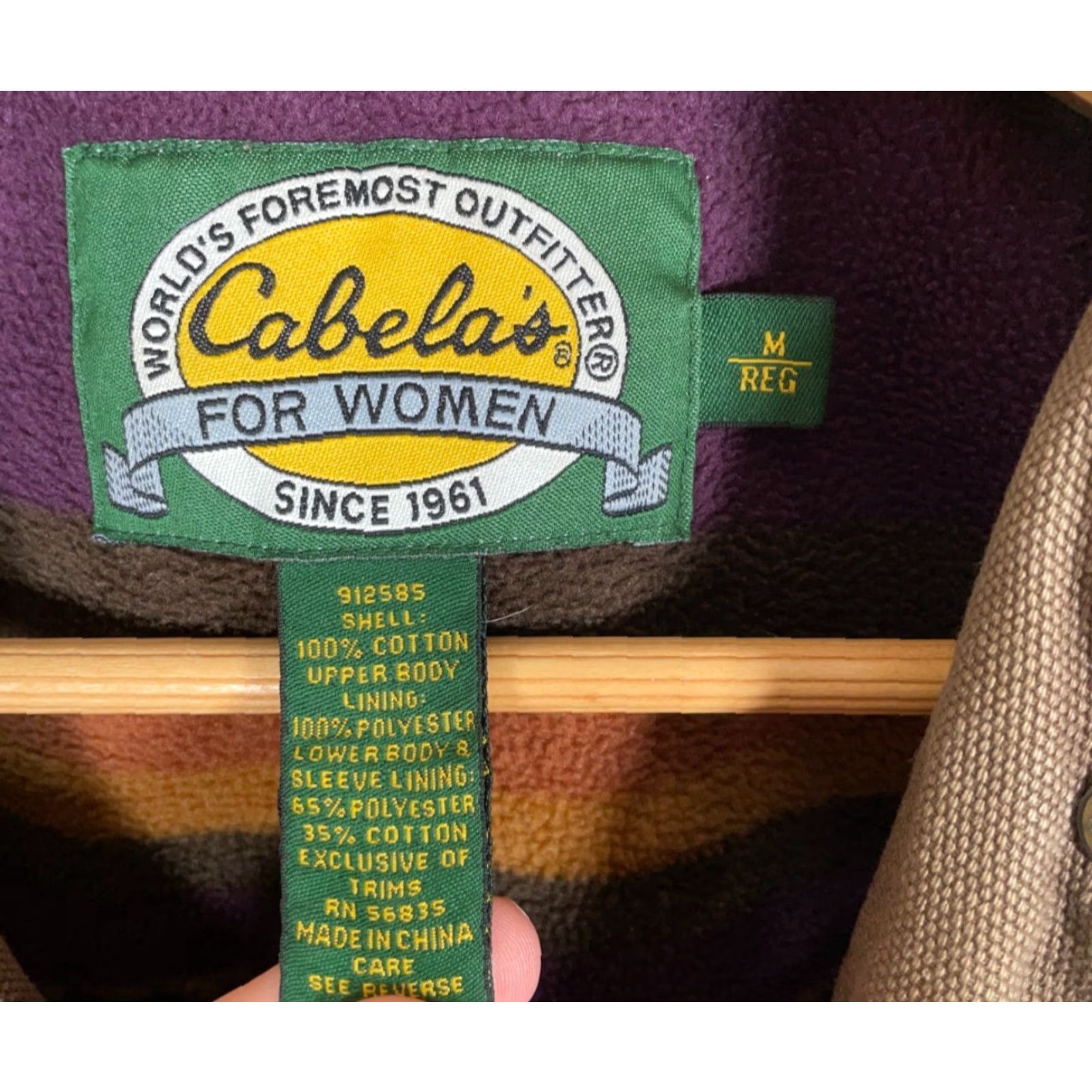 Vintage Cabela's Fleece Lined Canvas Chore Jacket Women's Medium Brown Blanket Stripe Size M / US 6-8 / IT 42-44 - 3 Thumbnail