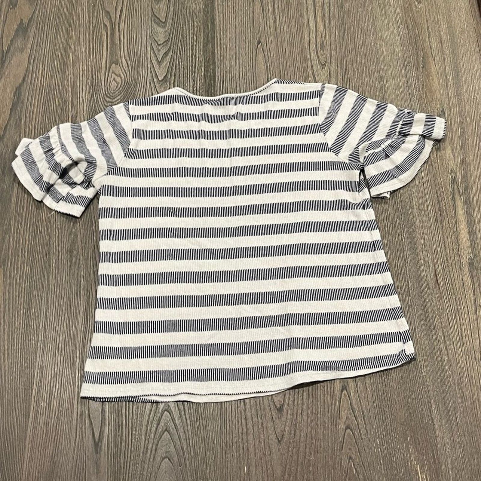 Vintage Pleione White Gray Striped Knit Scoop Neck Shirt Size S Size S / US 4 / IT 40 - 4 Thumbnail