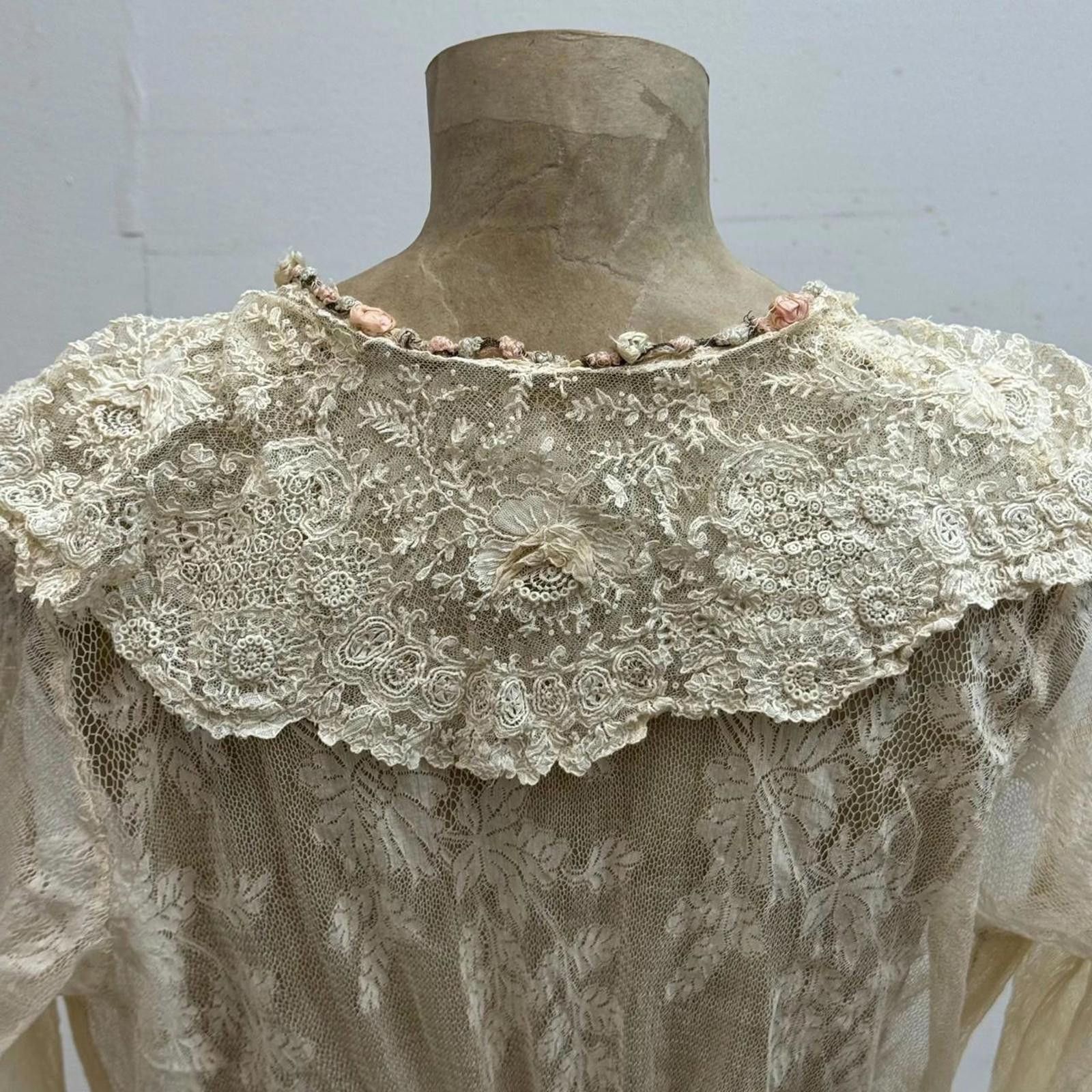 Other Antique Edwardian Tea Dress 1900s Bridal Wedding Lace Size XS / US 0-2 / IT 36-38 - 7 Thumbnail