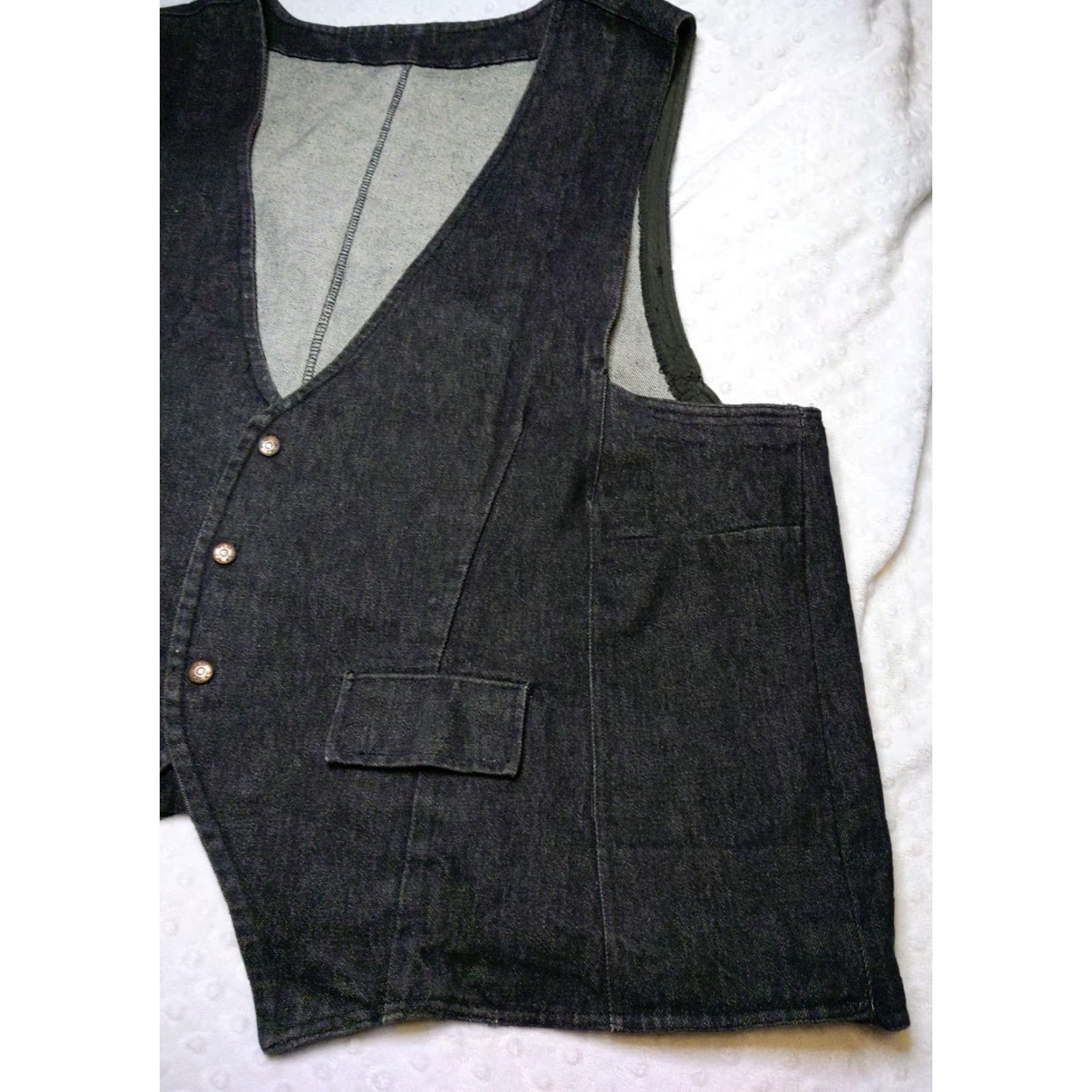Denime VINTAGE West Cal.45 Vest Dark Denim Snap Down Cowboy Western 3XL Black Mens Vest Western Style Biker 3XL Mens Size US XXL / EU 58 / 5 - 2 Thumbnail