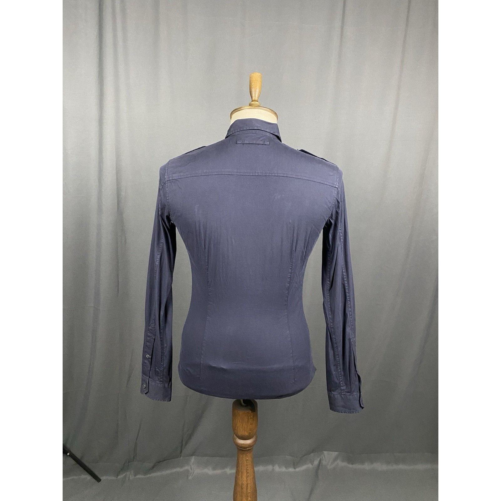 Prada Prada Red Tab Men's Blue Distressed Longsleeve Shirt Size 39 Size US S / EU 44-46 / 1 - 7 Thumbnail