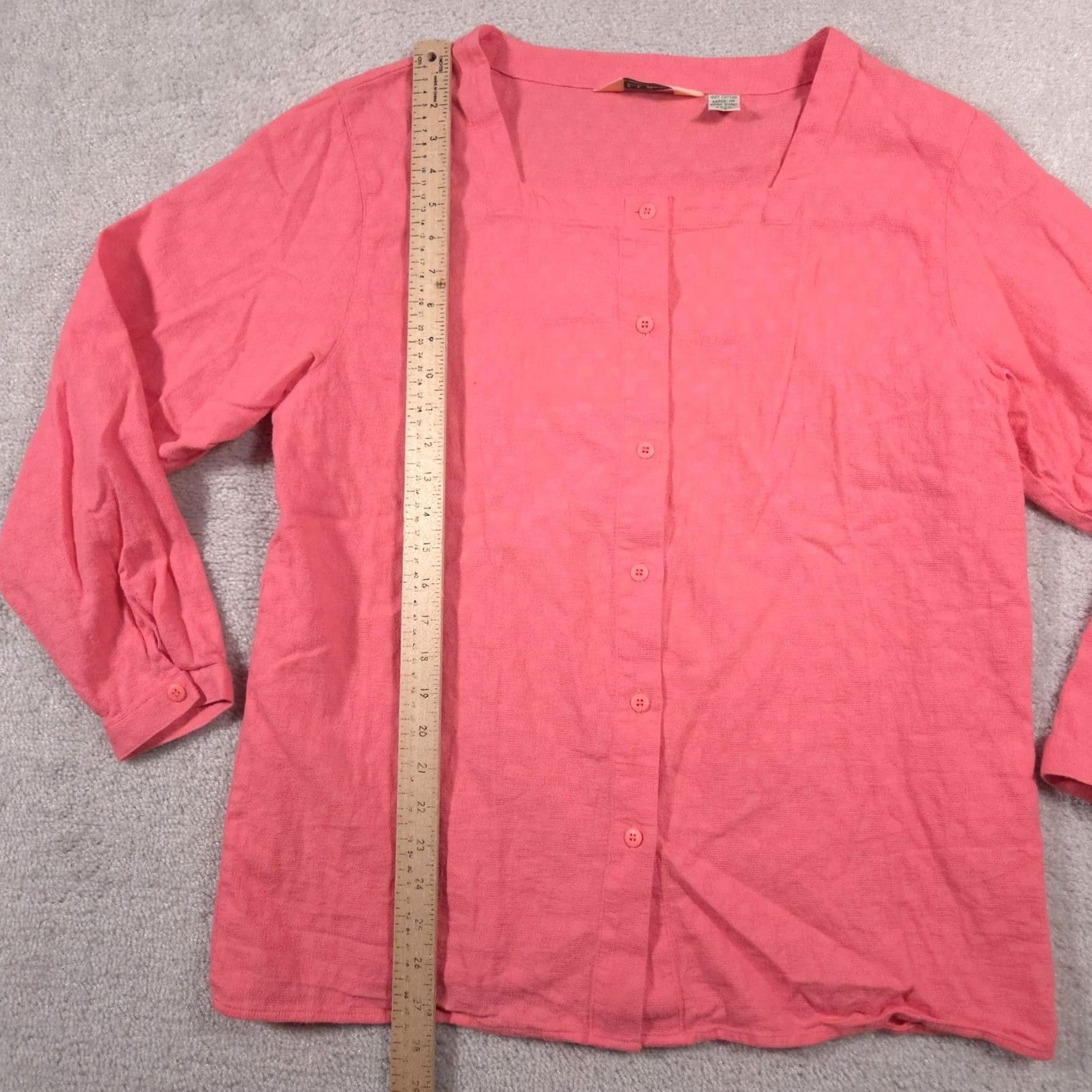 Vintage VINTAGE LL Bean Shirt Womens 16 Pink Button Front 100% Cotton Textured Long Sleeve Blouse Women Square Neck Polka Dot Size XXL / US 16-18 / IT 52-54 - 7 Thumbnail