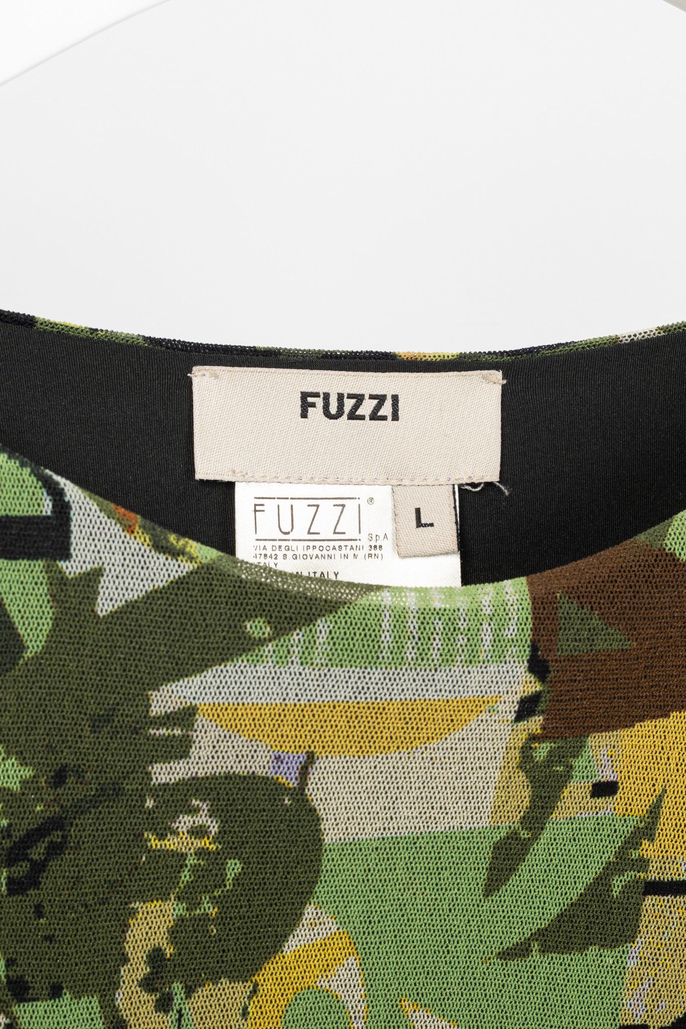 FUZZI Fuzzi Green Abstract-Print Mesh Bodycon Midi Dress Size L / US 10 / IT 46 - 4 Thumbnail