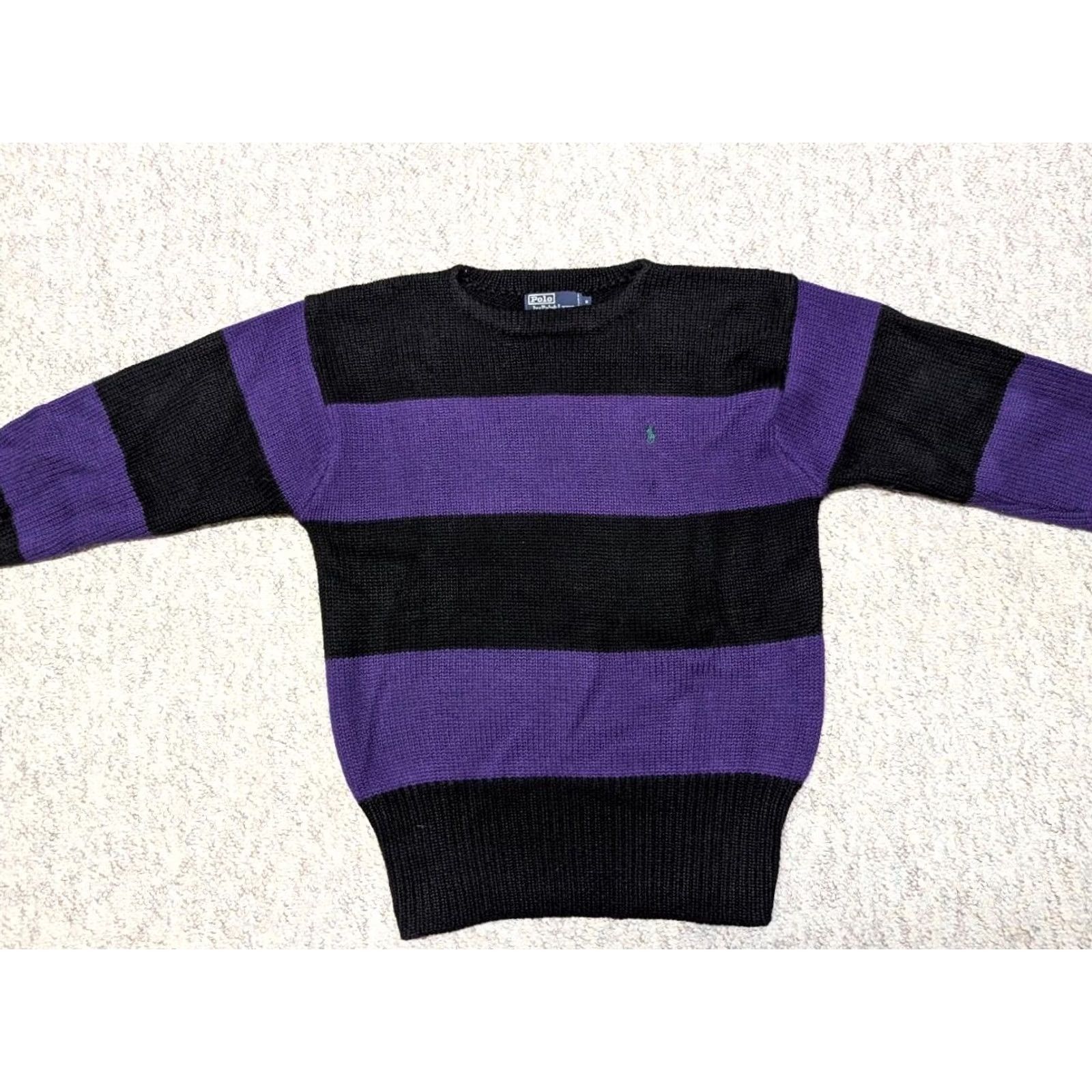 Polo Ralph Lauren VINTAGE Polo Ralph Lauren Sweater Shirt Mens S Cashmere Wool Knit Striped Crew Neck Black Green 1990s Size US S / EU 44-46 / 1 - 8 Thumbnail