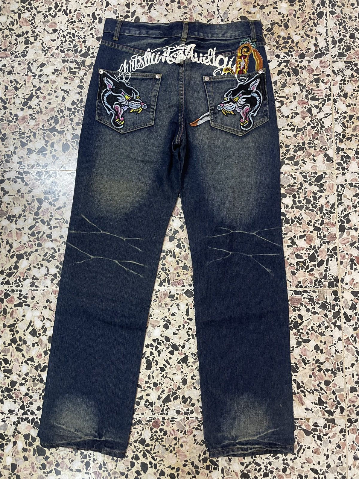 Christian Audigier × Ed Hardy Y2K Ed Hardy by Christian Audigier Designer Embroidery Denim Size US 32 / EU 48 - 8 Thumbnail