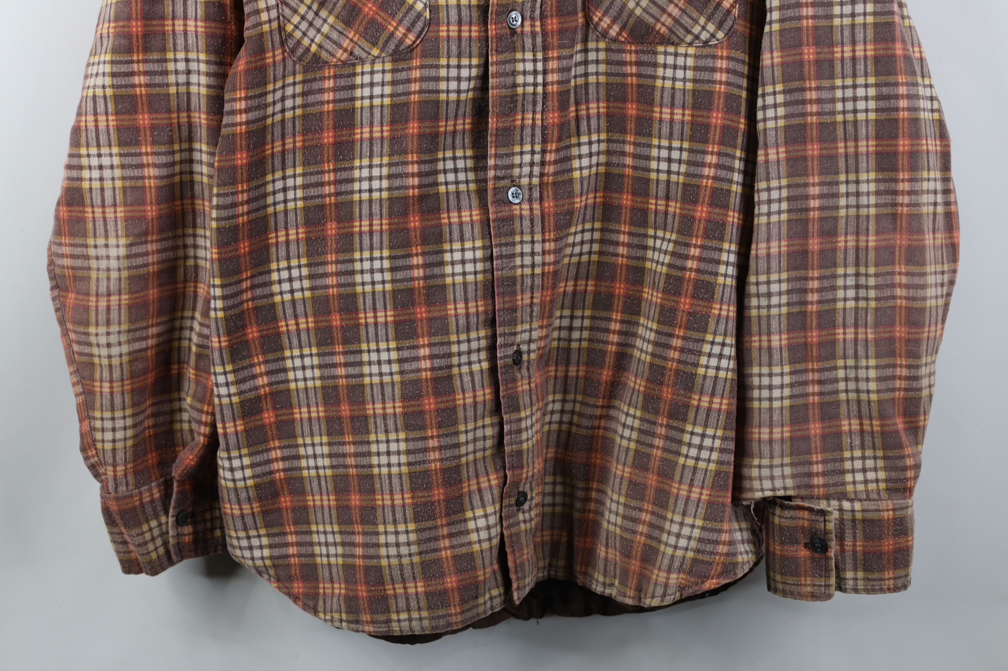 Vintage Vintage 70s Streetwear Quilted Flannel Shirt Jacket USA Size US L / EU 52-54 / 3 - 3 Thumbnail