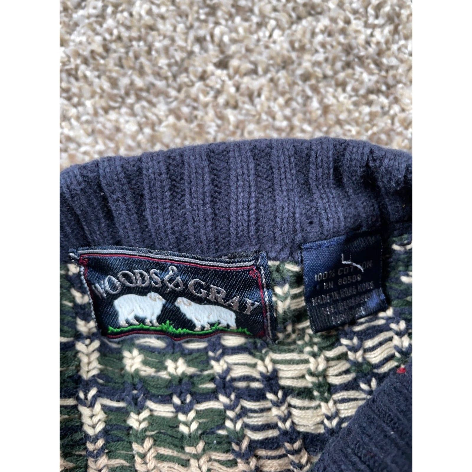 Vintage VINTAGE Woods & Gray Men's XL Sweater Chunky Knit Pullover Casual Blue Plaid Cotton Winter Size US XL / EU 56 / 4 - 4 Thumbnail