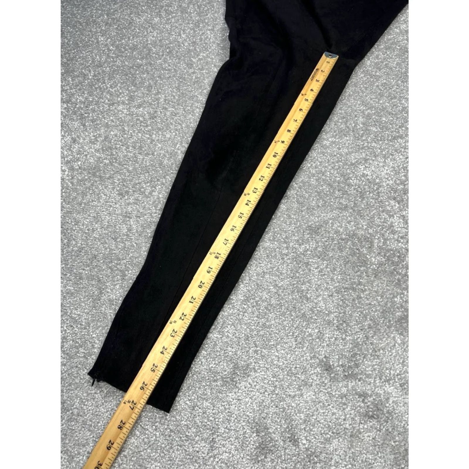 Zara Zara Leggings Women Large Black Suede High Rise Ankle Side Zip Stretch Size 36" / US 14 / IT 50 - 3 Thumbnail