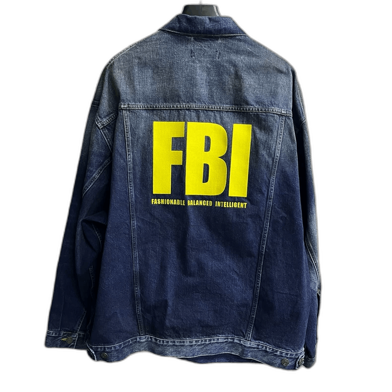 Balenciaga Blue Denim Jacket with FBI Logo Size US M / EU 48-50 / 2 - 1 Thumbnail
