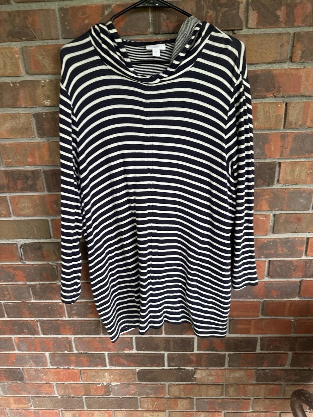 Designer J Jill XL Striped Tunic Dress 100% Cotton Size XL / US 12-14 / IT 48-50 - 8 Thumbnail