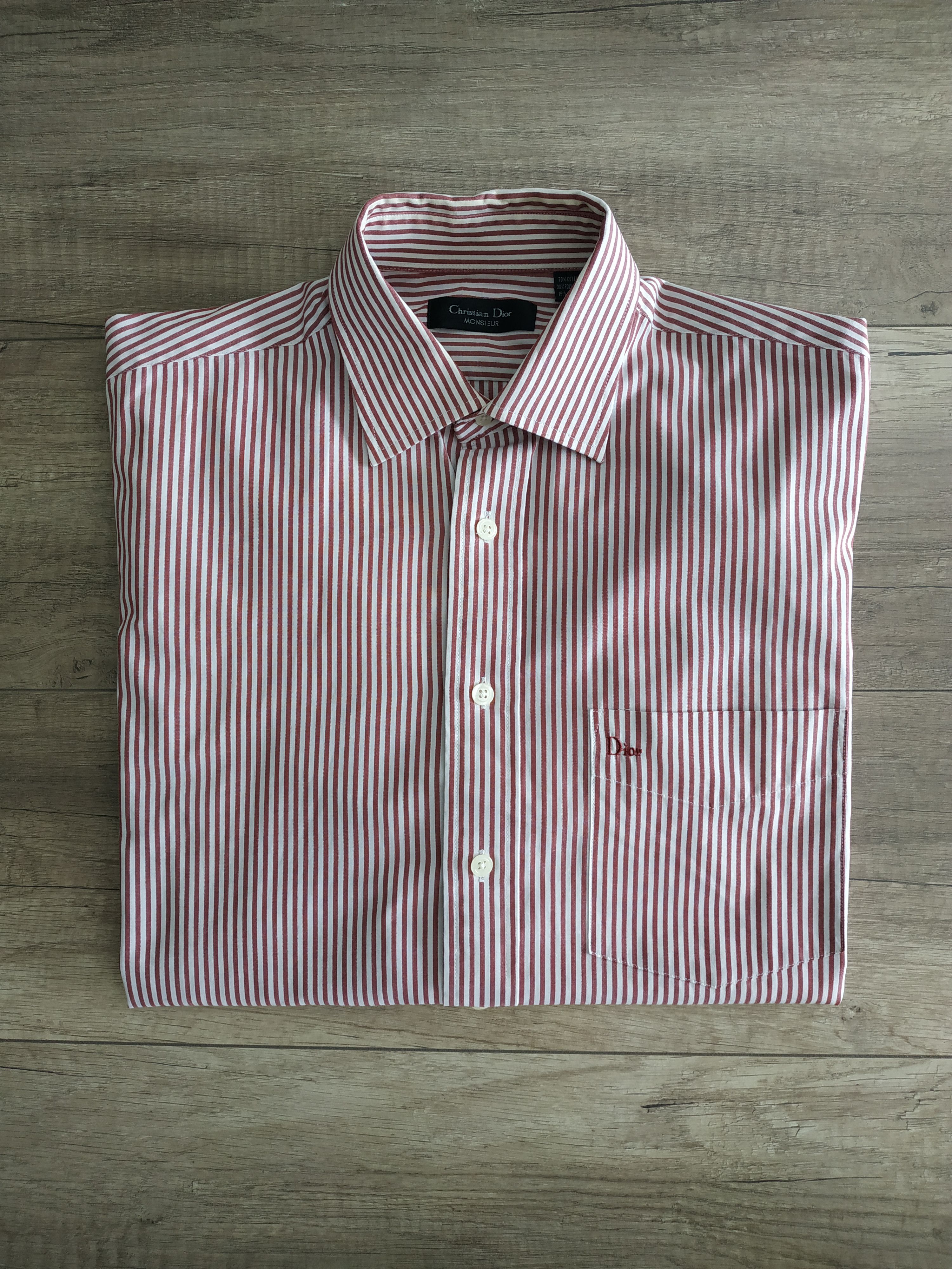 Dior Christian Dior Men's Button Up Striped Shirt, s. 39/40,LARGE Size US L / EU 52-54 / 3 - 1 Thumbnail
