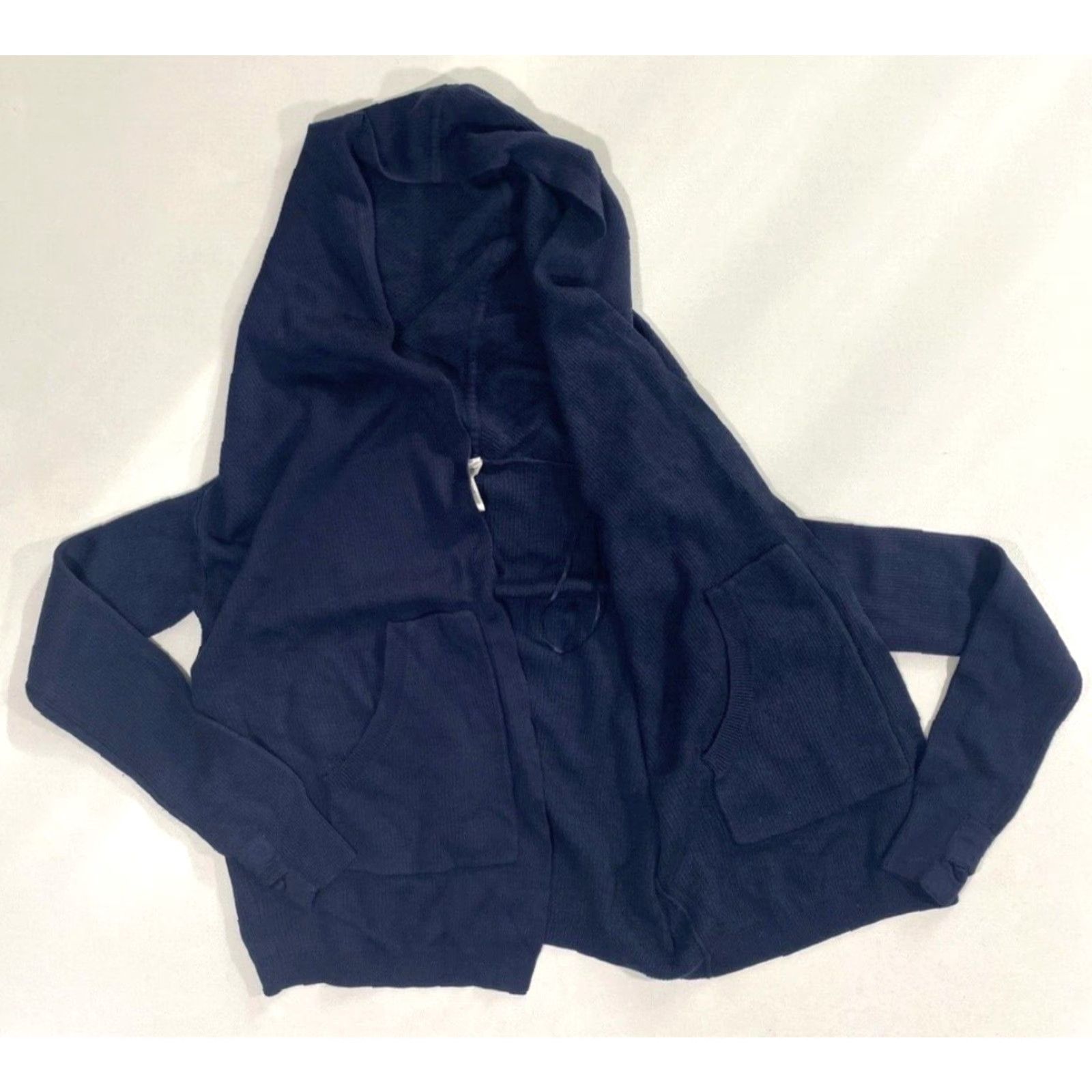 Lululemon VINTAGE Women's Lululemon Knit Wrap Open Front Cardigan Hooded Sweater Navy Sz 2 Size XS / US 0-2 / IT 36-38 - 6 Thumbnail