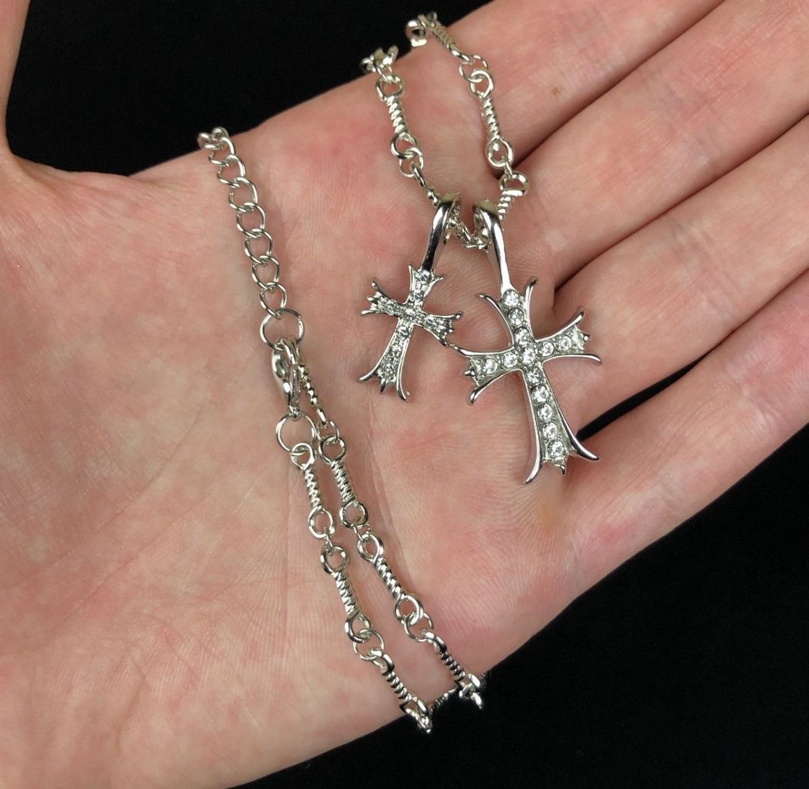 Jewelry Double Cross Necklace Punk Gothic Size ONE SIZE - 6 Thumbnail