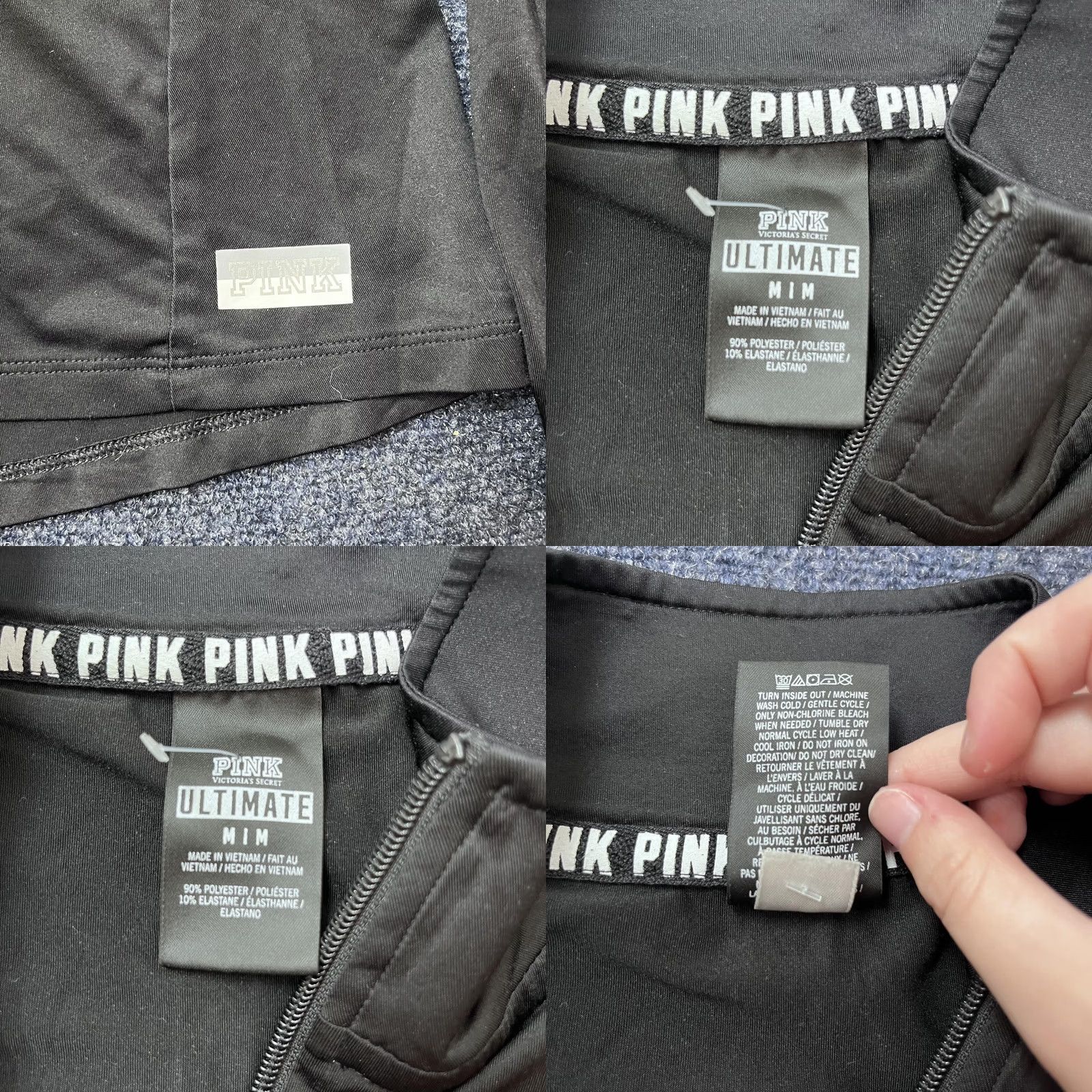 Pinko PINK Victoria's Secret Pullover Womens M Black 1/4 Zip Long Sleeve Ultimate Mock Neck Performance/Activewear Size M / US 6-8 / IT 42-44 - 8 Thumbnail