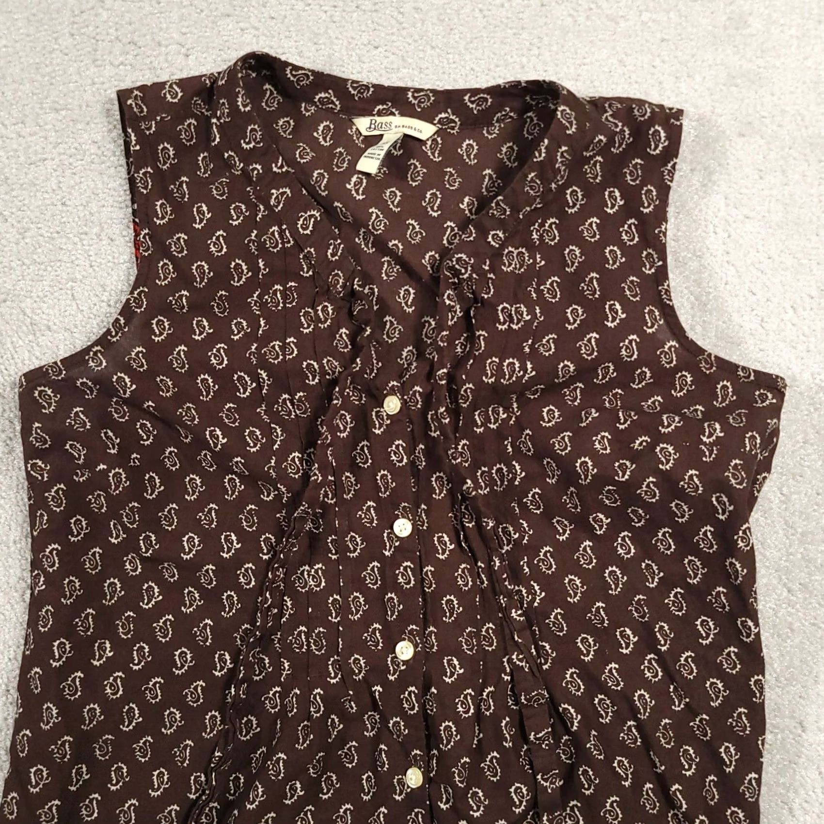 Vintage G. H. Bass & Co. Sleeveless Button-Up Shirt Women's XS Brown Paisley Print Size XS / US 0-2 / IT 36-38 - 3 Thumbnail
