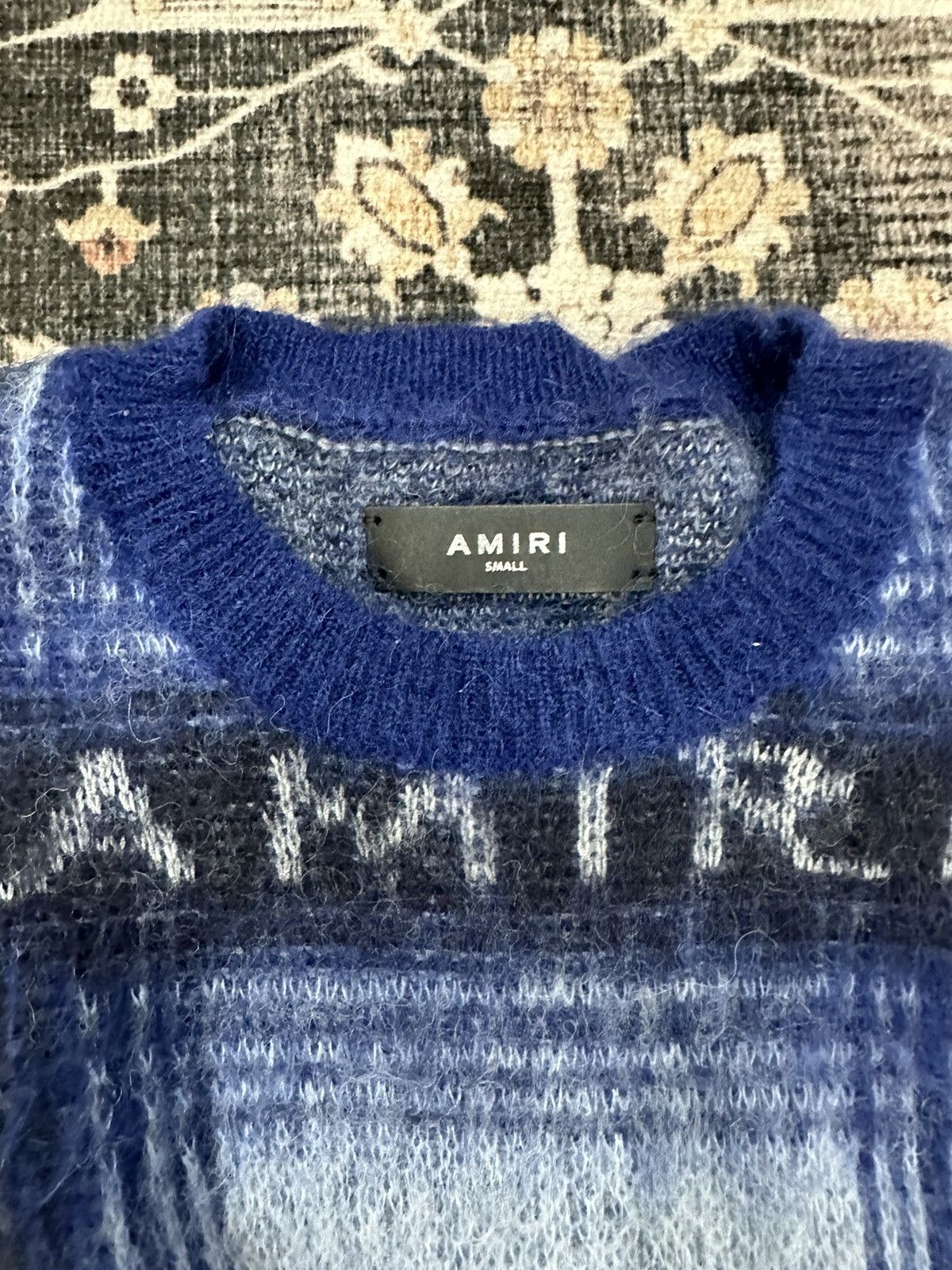 Amiri Blue Brushed Mohair Blend Logo Sweater Size US S / EU 44-46 / 1 - 5 Thumbnail