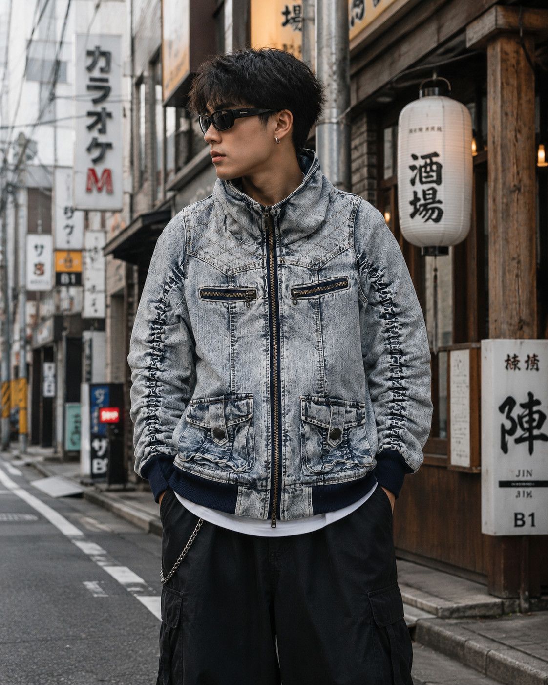 Japanese Brand DIG DEEP Classic Punk Japanese Brand Acid Wash Denim Jacket Size US M / EU 48-50 / 2 - 1 Thumbnail