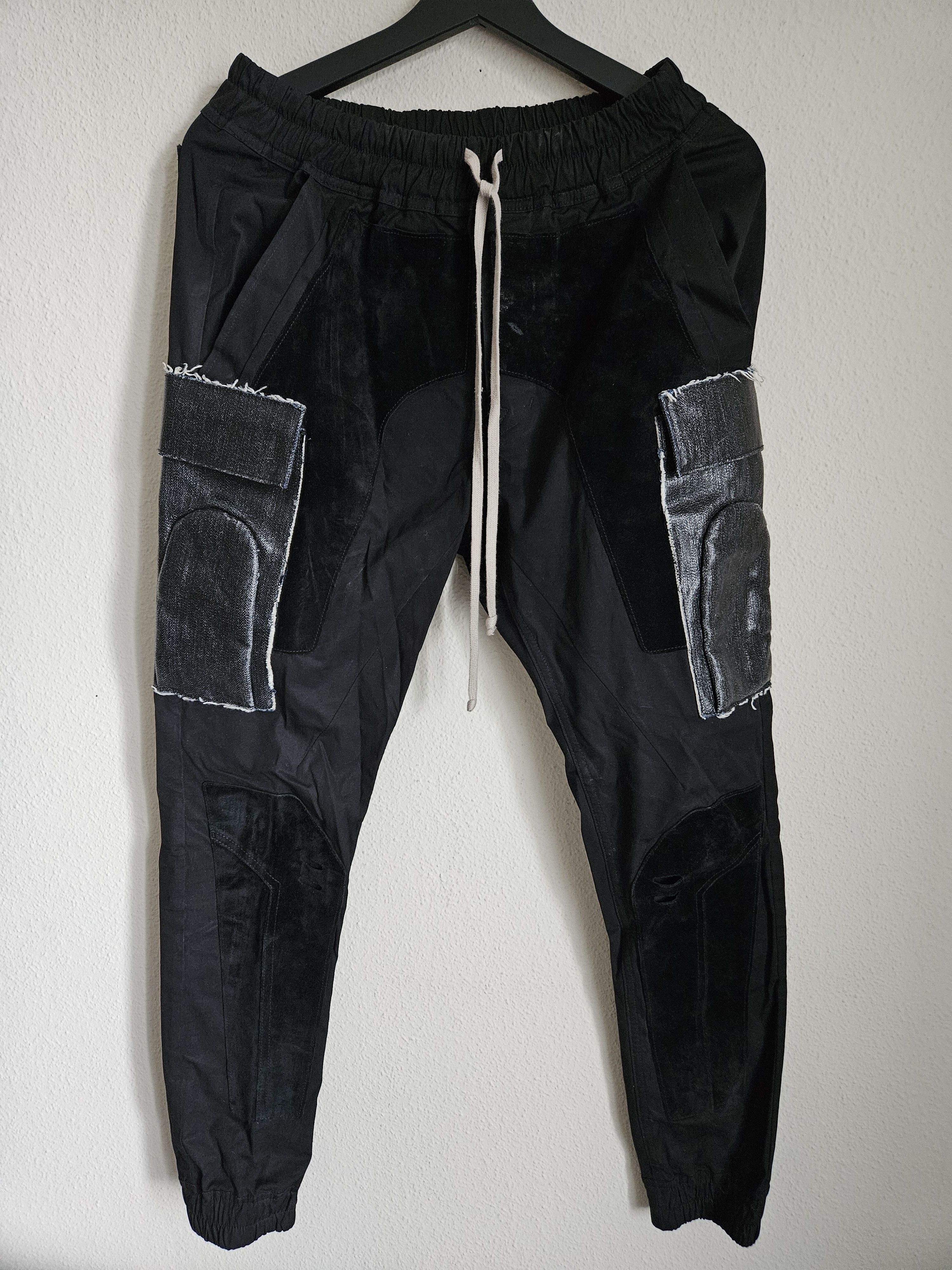 Rick Owens LAST DROP Mainline Larry Runway Leather Patch Joggers Size US 28 / EU 44 - 3 Thumbnail