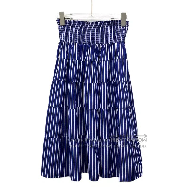 Prada Prada Dark blue striped cotton casual pleated skirt Size 26" / US 2 / IT 38 - 1 Thumbnail