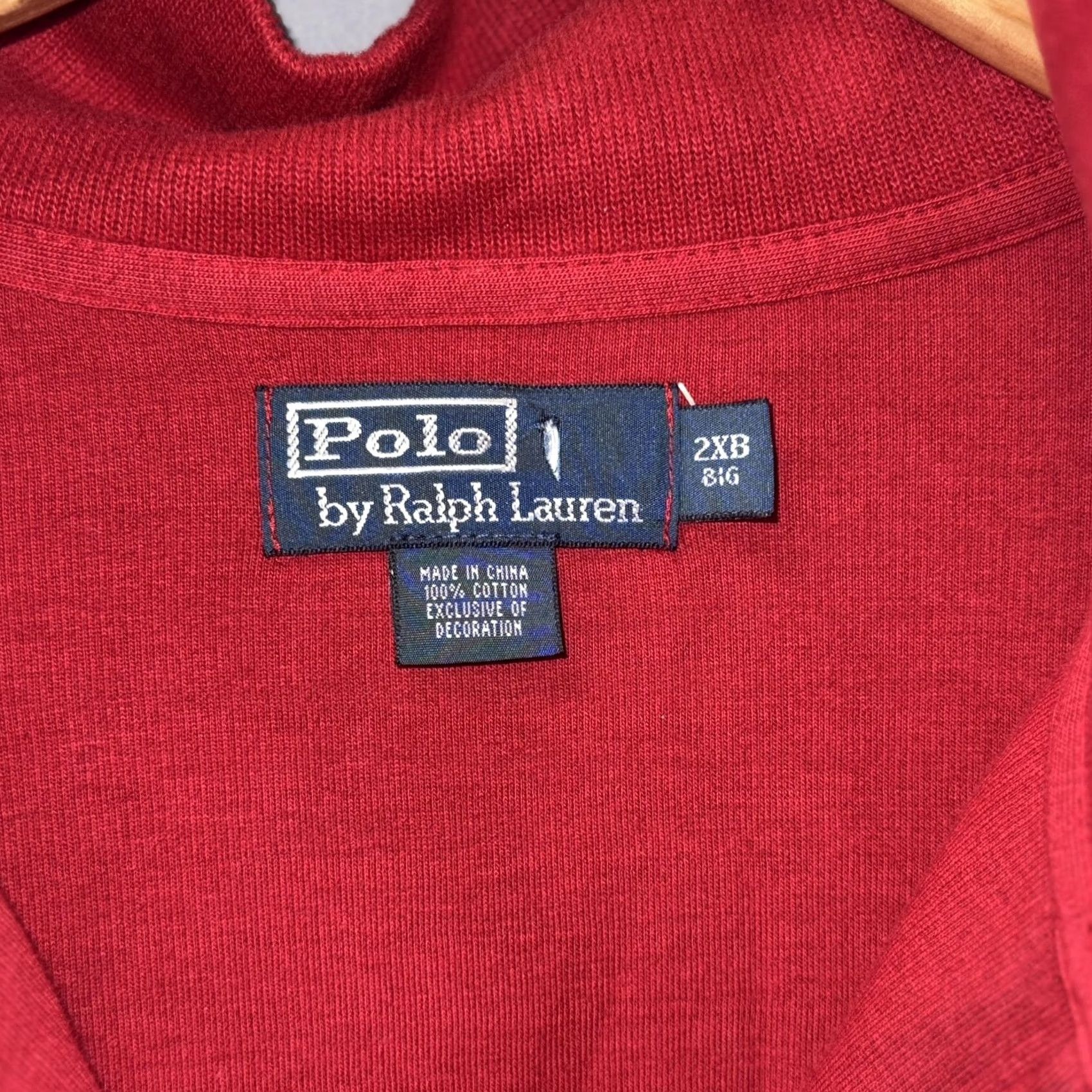 Polo Ralph Lauren VINTAGE Polo Ralph Lauren Sweater Polo Ralph Lauren Mock Neck 2XB Red 1/4 Zip Cotton Pullover Men Big & Tall Mens Size US XXL / EU 58 / 5 - 4 Thumbnail