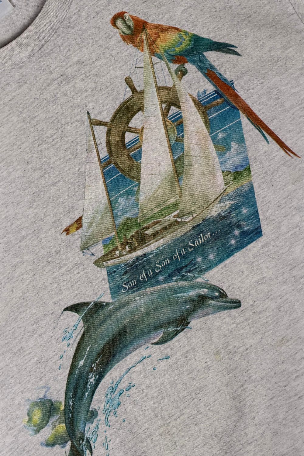Vintage Late 80s Caribbean Soul Nautical Sailing Dolphin Tee USA Size US XL / EU 56 / 4 - 6 Thumbnail