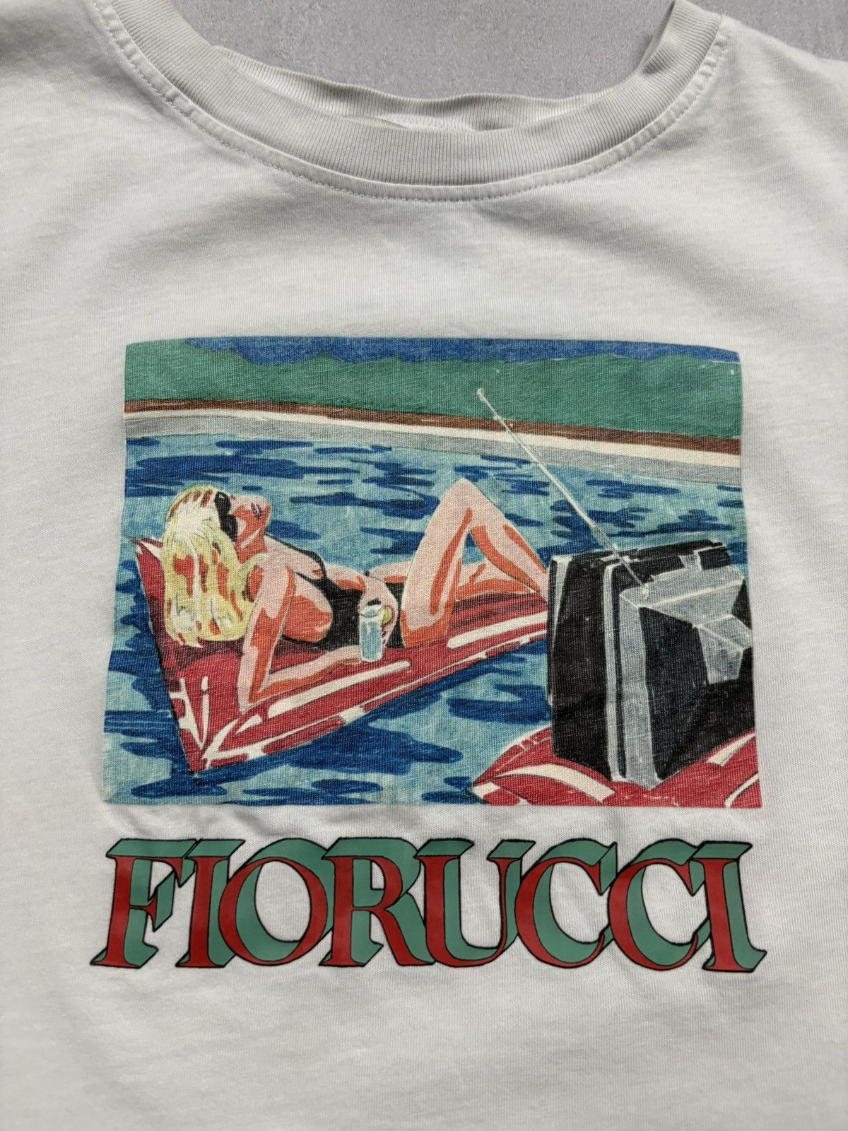 Fiorucci Fiorucci Pool Girl Graphic Crop T Shirt White Size XL Y2K Size XL / US 12-14 / IT 48-50 - 5 Thumbnail