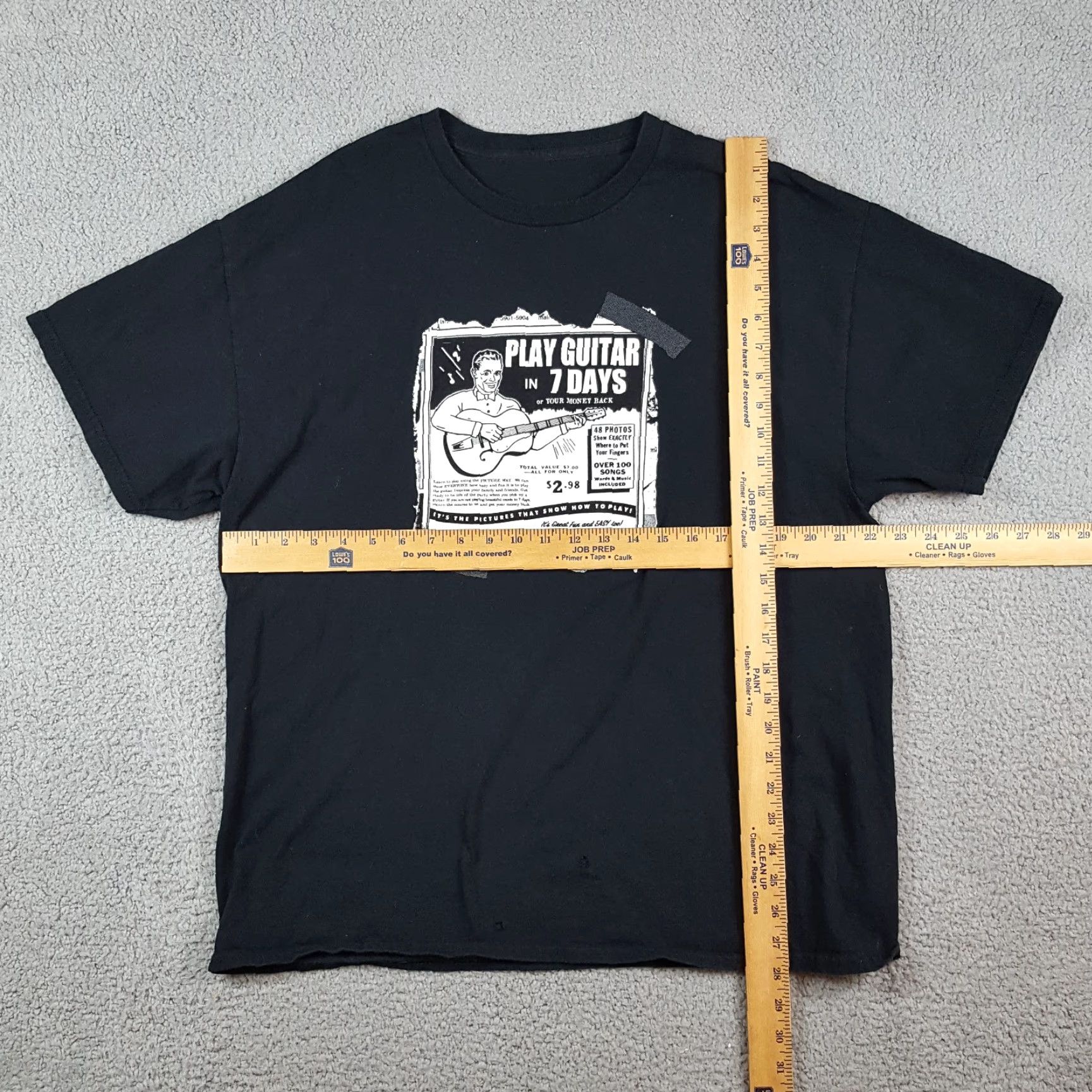 Vintage Vintage 90s Guitar Cartoon Comic Ad Men's XL T-Shirt Black Music Band Rock Retro Size US XL / EU 56 / 4 - 7 Thumbnail